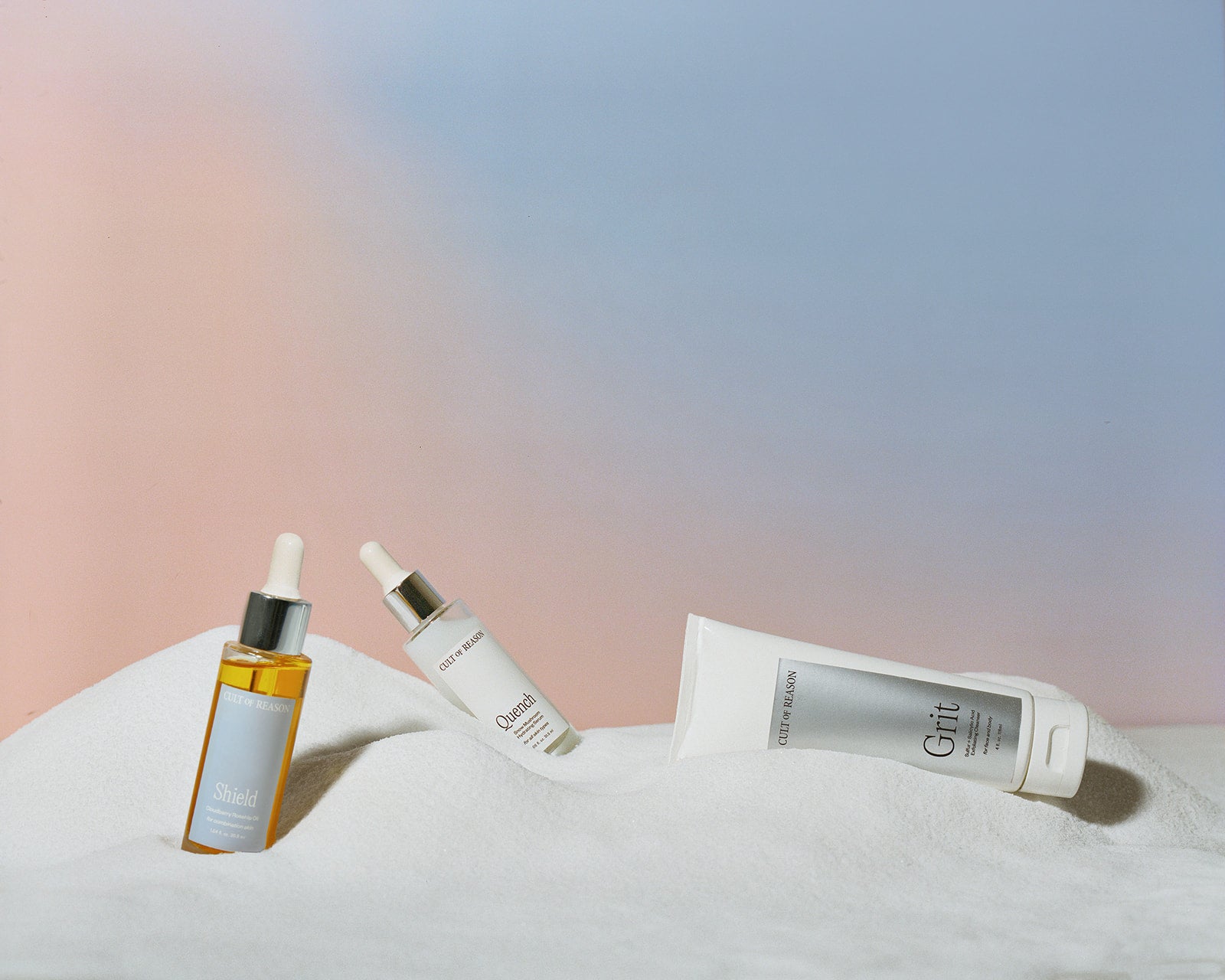 Image of the simple clean beauty 3-step skincare line by Cult of Reason skincare.